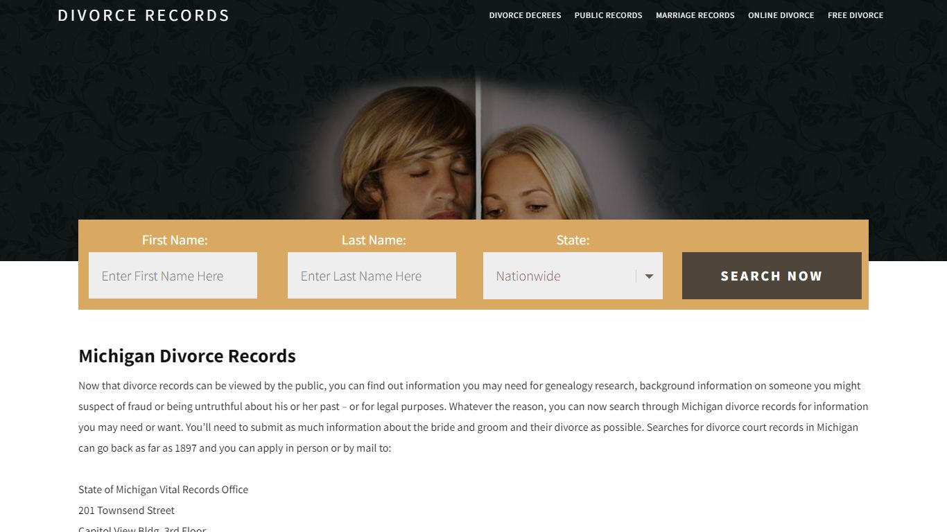 Michigan Divorce Records | Enter Name & Search | 14 Days FREE